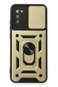 Mey İthalat® Samsung Galaxy A03S Kılıf Pars Lens Yüzüklü Silikon - Gold