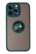 Mey İthalat® iPhone 14 Pro Max Kılıf Montreal Yüzüklü Silikon Kapak - Yeşil