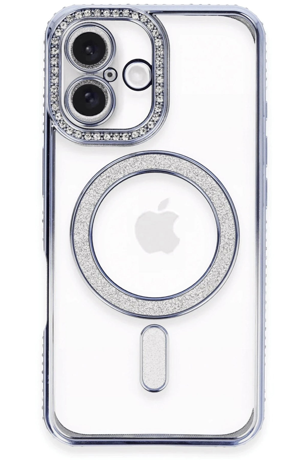 Mey İthalat® iPhone 16 Kılıf Joke Simli Magneticsafe Kılıf - Mavi