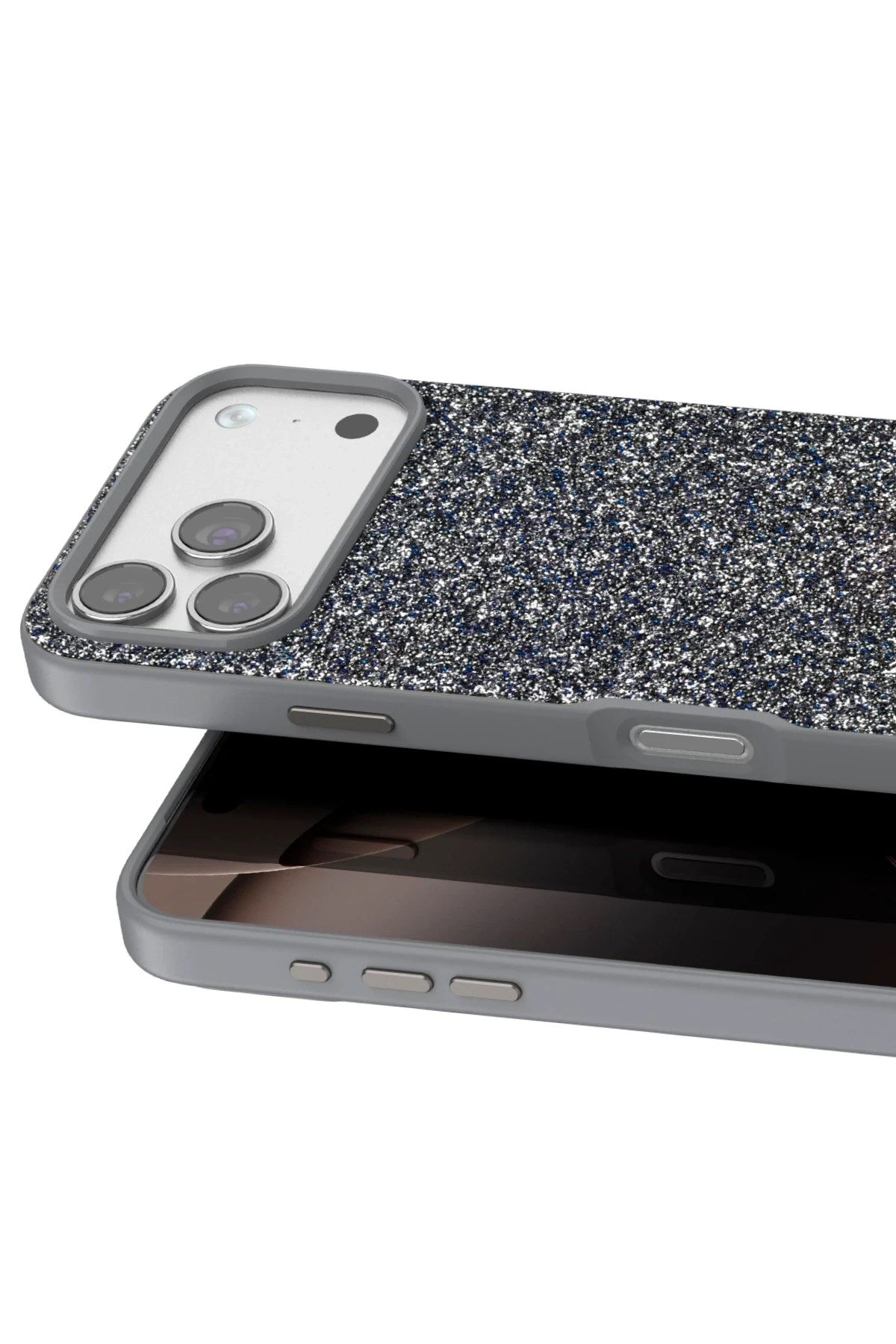 Mey İthalat® iPhone 17 Pro Bright Simli Kapak - Gümüş
