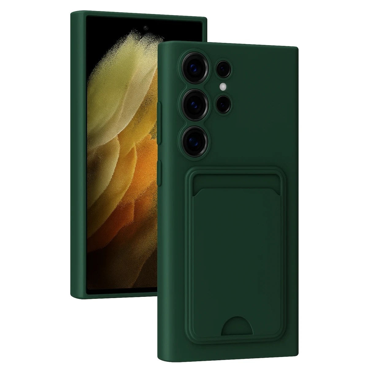 Mey İthalat® Samsung Galaxy S24 Ultra Kılıf Kelvin Kartvizitli Silikon - Koyu Yeşil