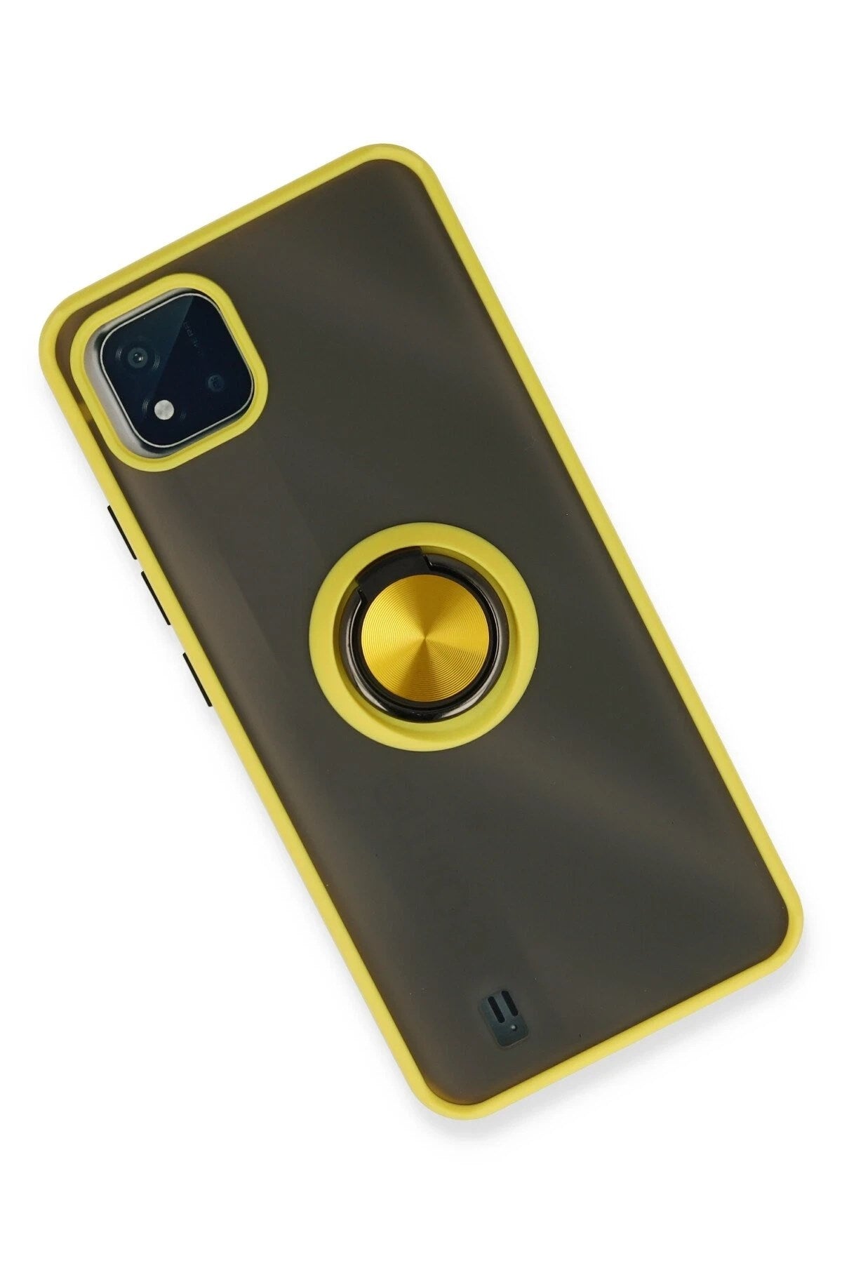 Mey İthalat® Realme C11 2021 Kılıf Montreal Yüzüklü Silikon Kapak - Sarı