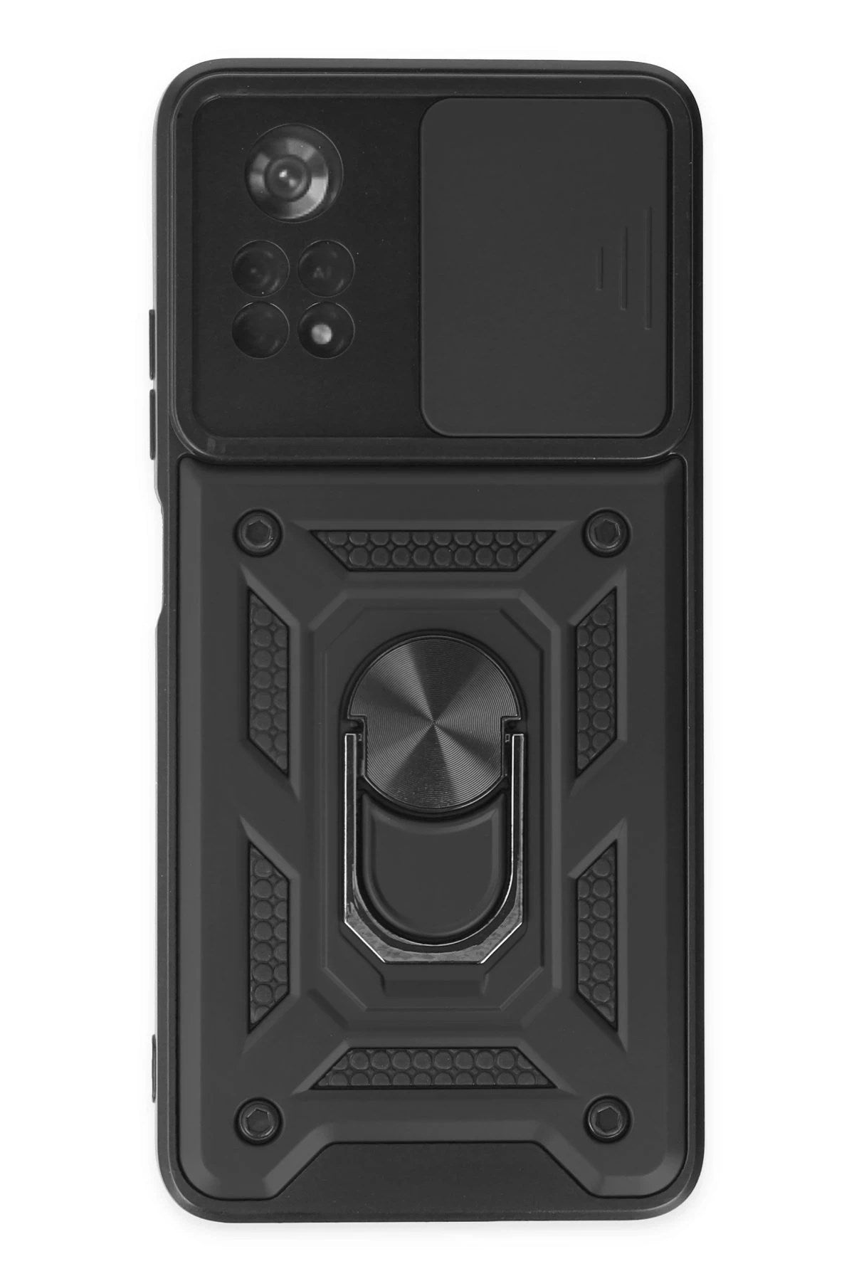 Mey İthalat® Poco X4 Pro 5G Kılıf Pars Lens Yüzüklü Silikon - Siyah
