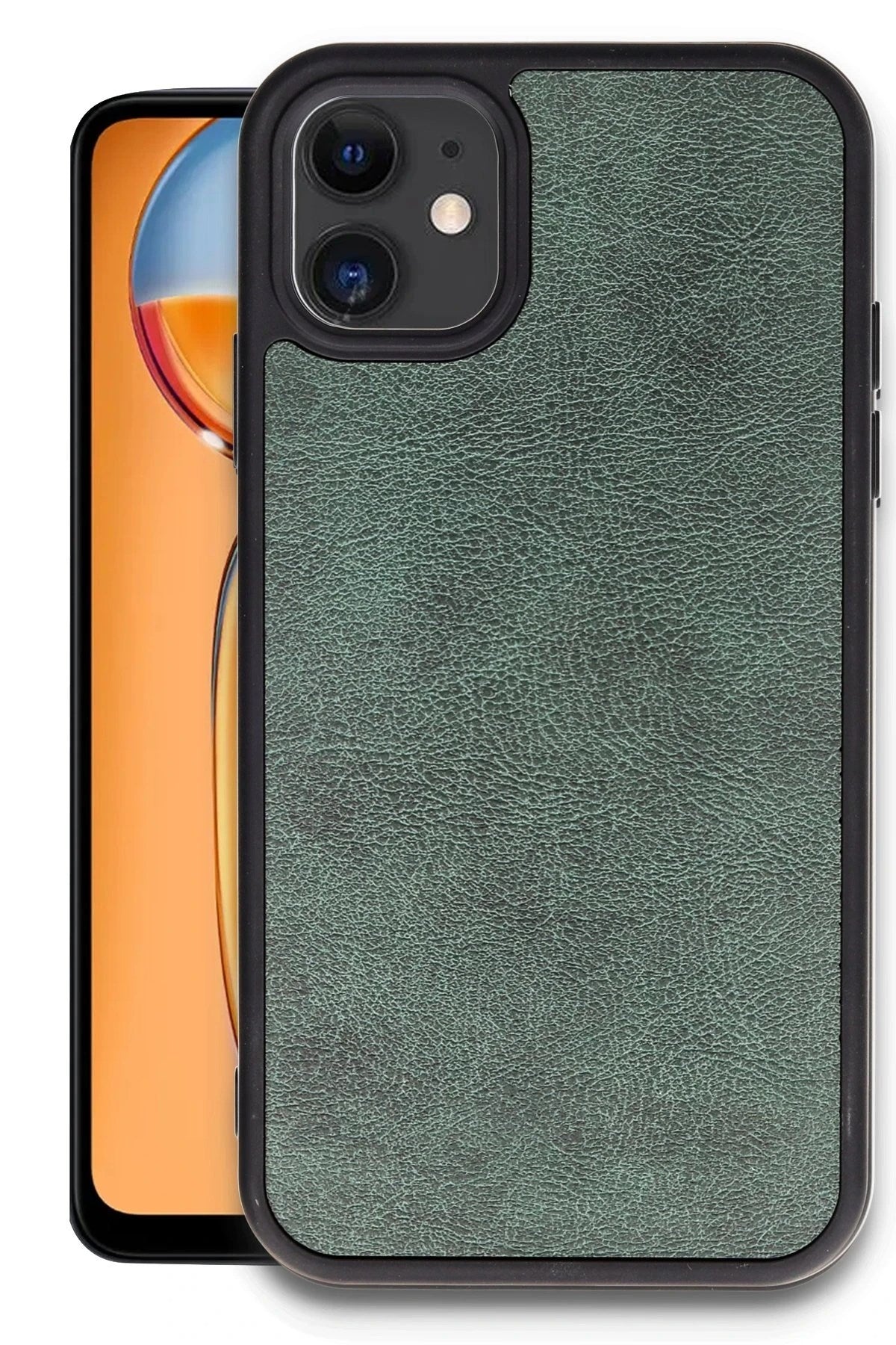 Mey İthalat® iPhone 11 Kılıf Aras Deri Kapak - Koyu Yeşil