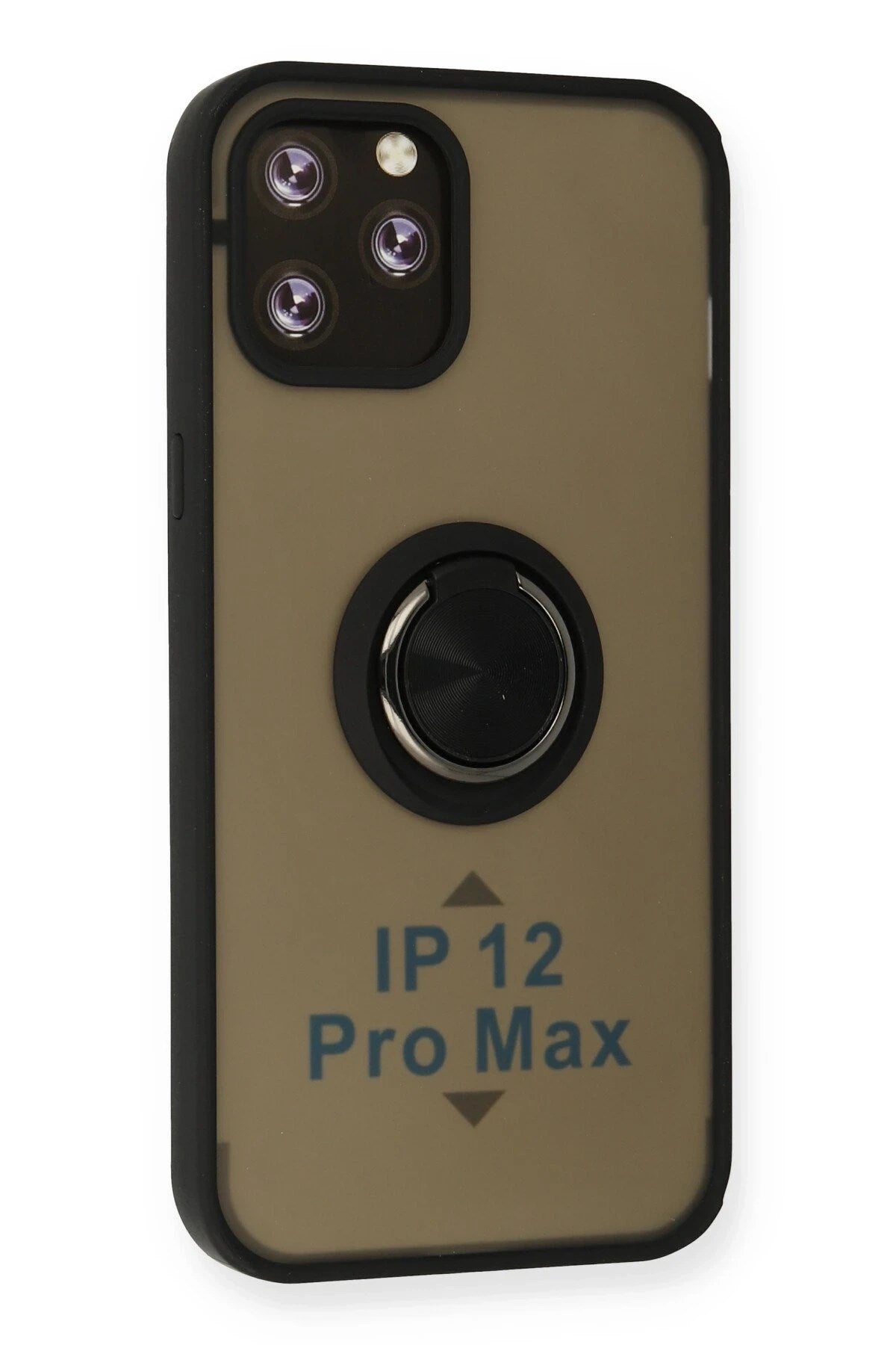 Mey İthalat® iPhone 12 Pro Kılıf Montreal Yüzüklü Silikon Kapak - Siyah