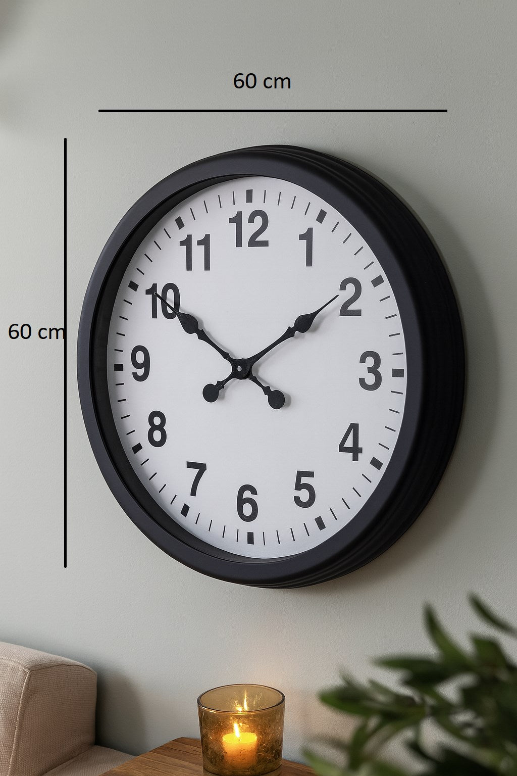 60 cm Siyah Metal Duvar Saati