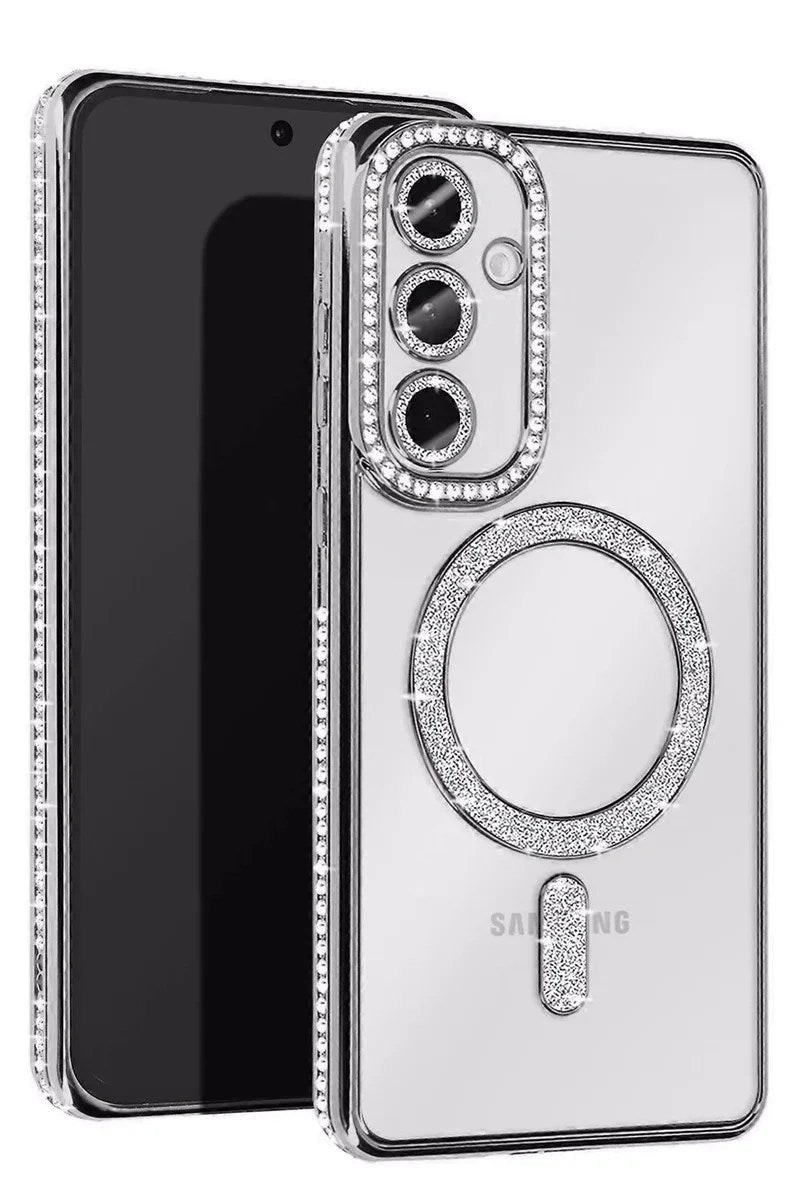 Mey İthalat® Samsung Galaxy A17 5G Joke Simli Magneticsafe Kılıf - Gümüş