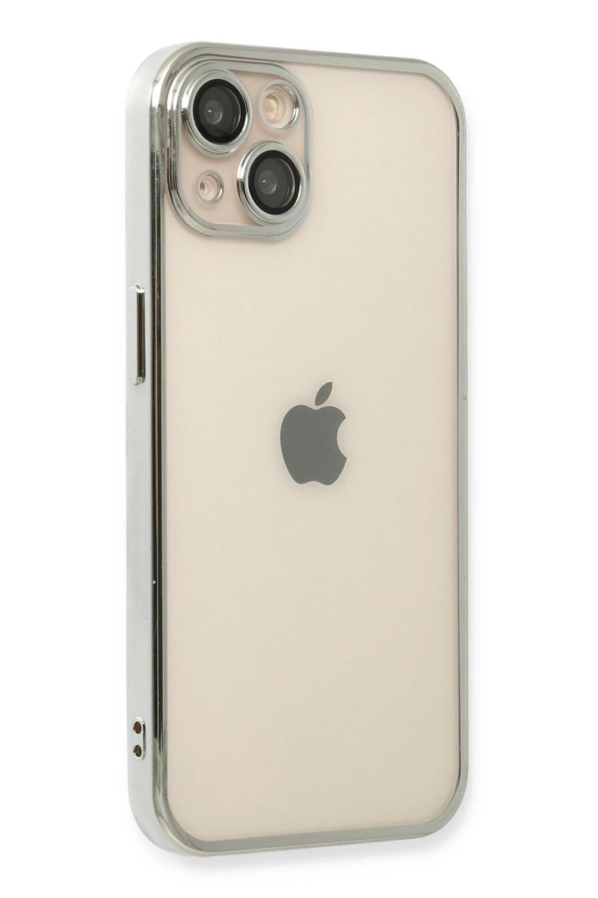 Mey İthalat® iPhone 13 Kılıf Lensli Silikon - Gümüş