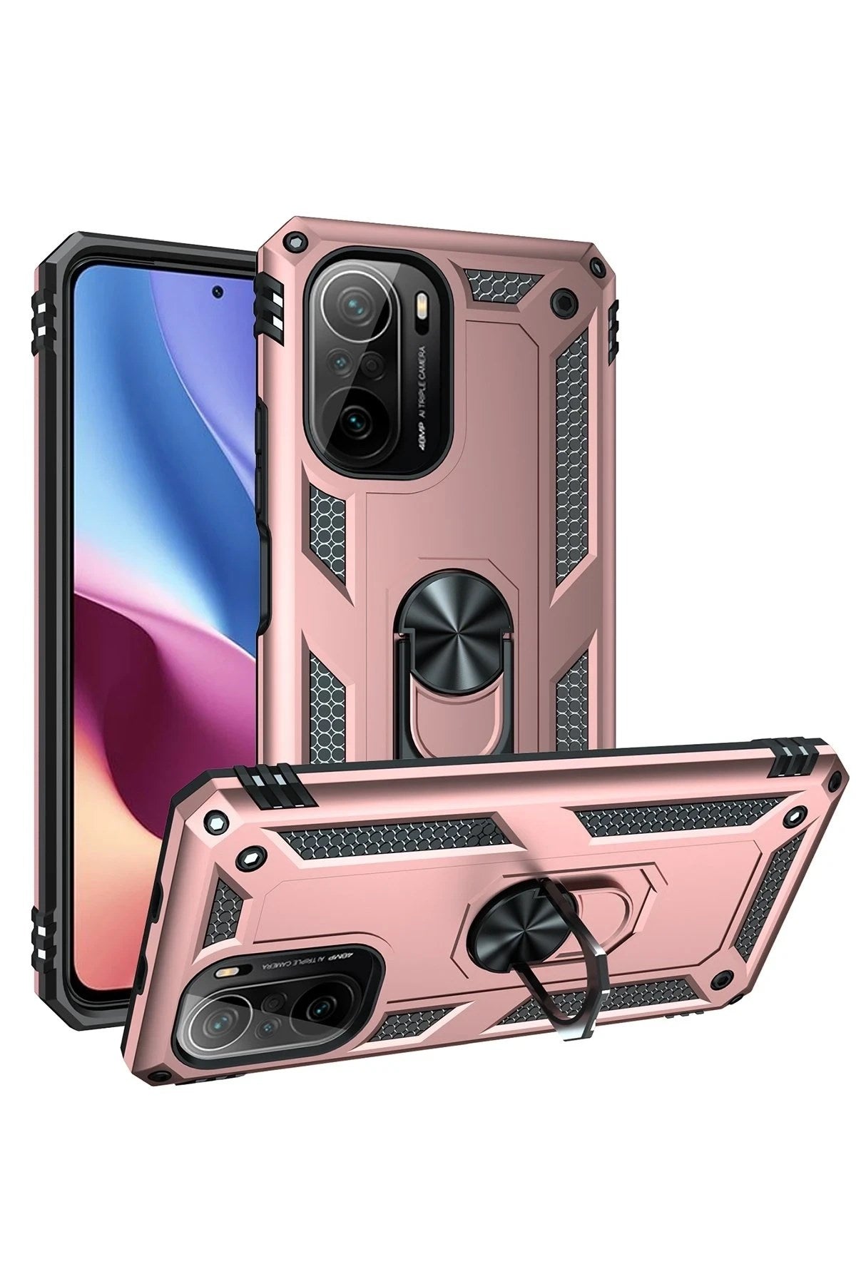 Mey İthalat® Poco F3 Kılıf Sofya Yüzüklü Silikon Kapak - Rose