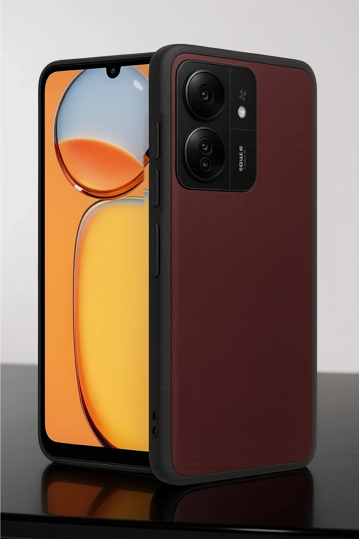 Mey İthalat® Redmi 13C Kılıf Aras Deri Kapak - Bordo