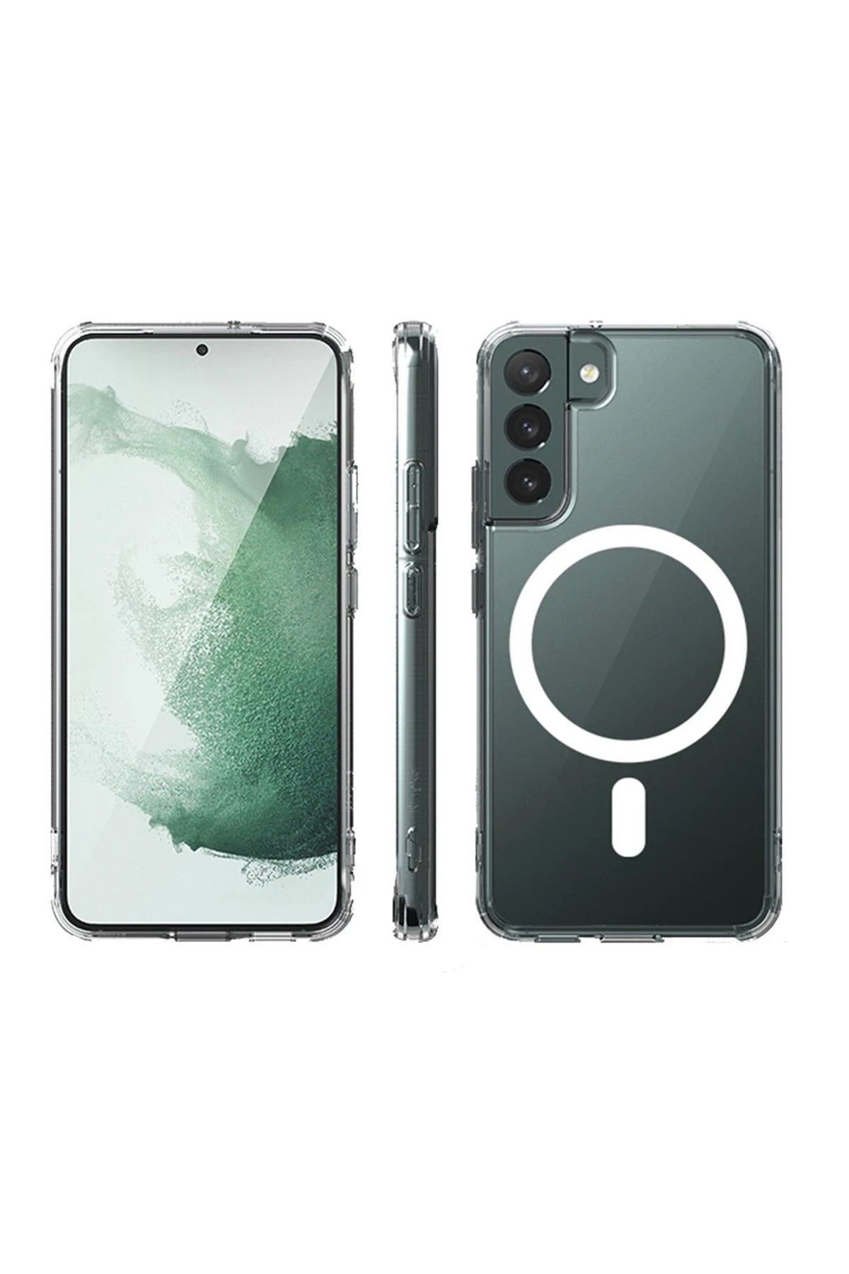 Mey İthalat® Samsung Galaxy S22 Plus Kılıf Magneticsafe Şeffaf Silikon - Şeffaf