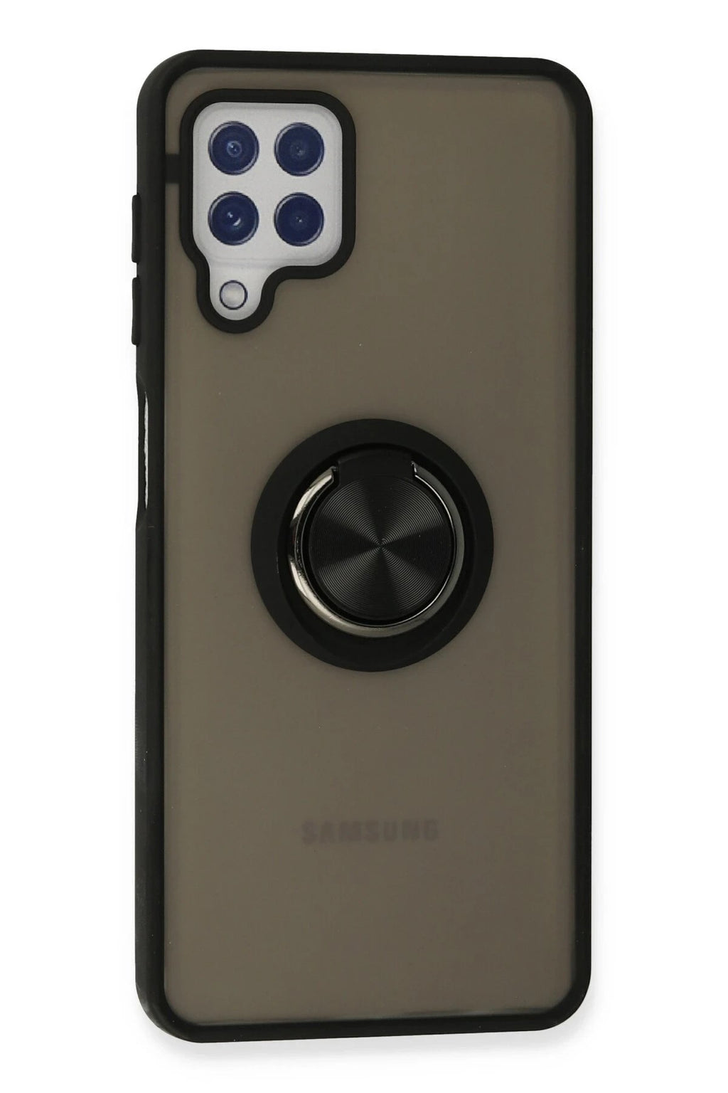 Mey İthalat® Samsung Galaxy A22 Kılıf Montreal Yüzüklü Silikon Kapak - Siyah