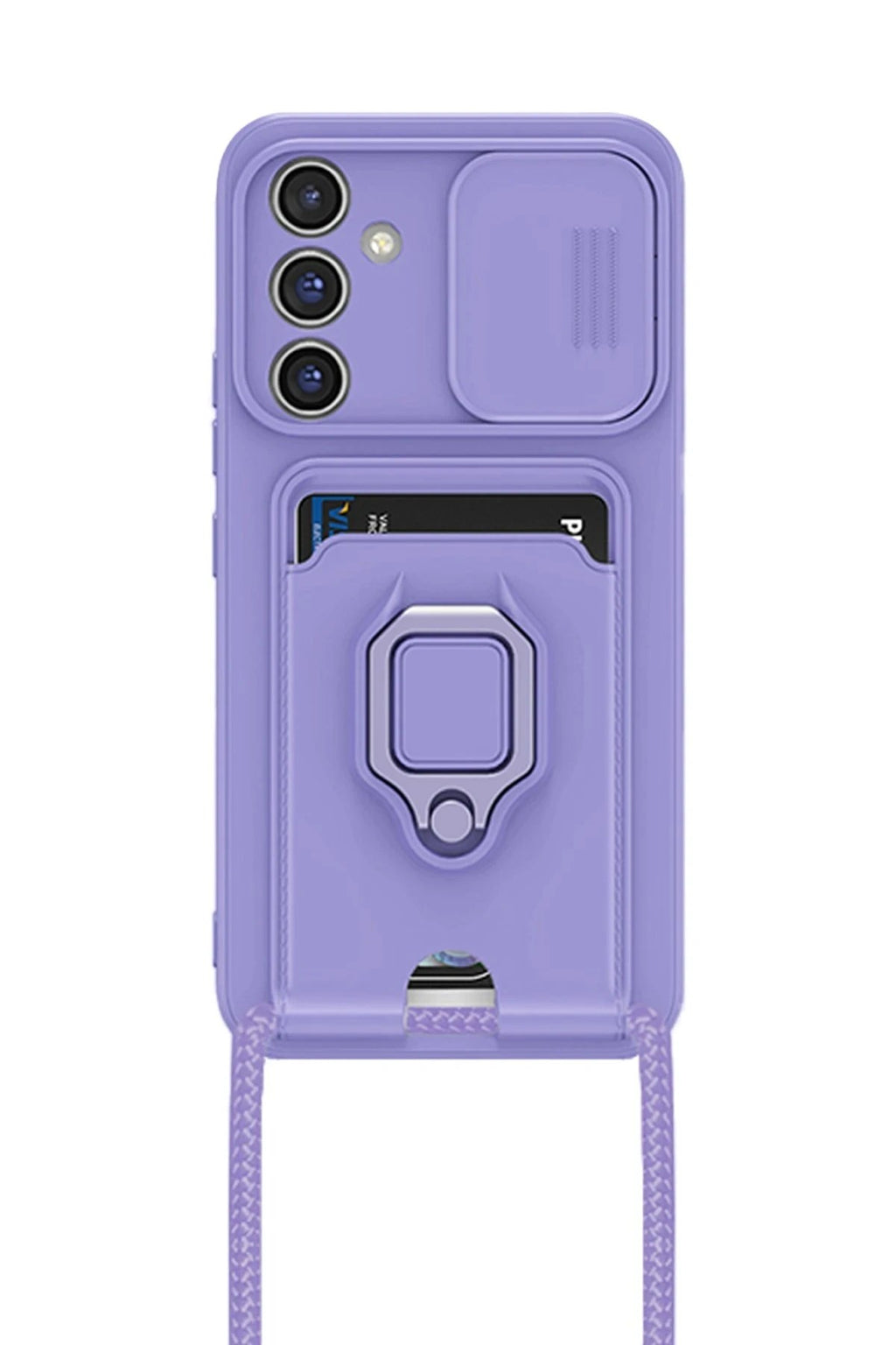 Mey İthalat® Samsung Galaxy A05S Kılıf Zuma Kartvizitli Yüzüklü Silikon - Lila