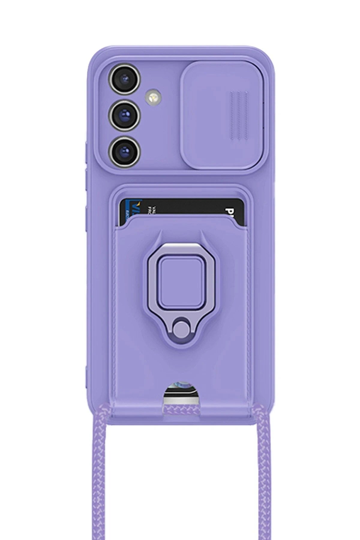 Mey İthalat® Samsung Galaxy A05S Kılıf Zuma Kartvizitli Yüzüklü Silikon - Lila