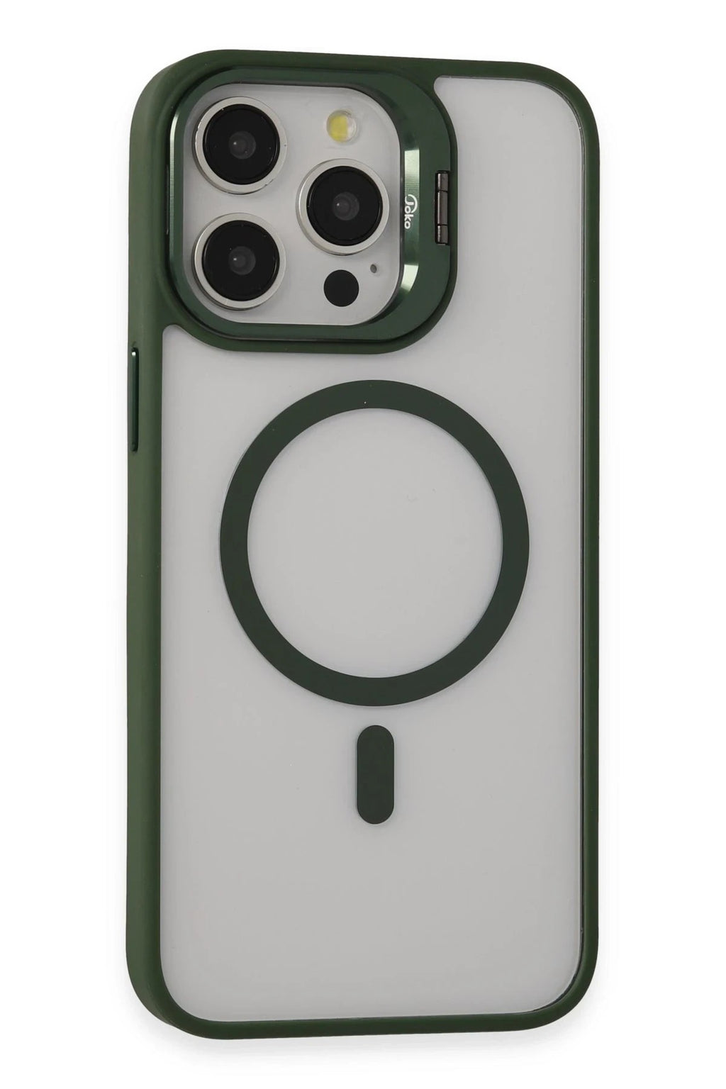 Mey İthalat® iPhone 15 Pro Max Kılıf Roblox Lens Magsafe Standlı Kapak - Koyu Yeşil