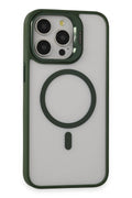 Mey İthalat® iPhone 15 Pro Max Kılıf Roblox Lens Magsafe Standlı Kapak - Koyu Yeşil