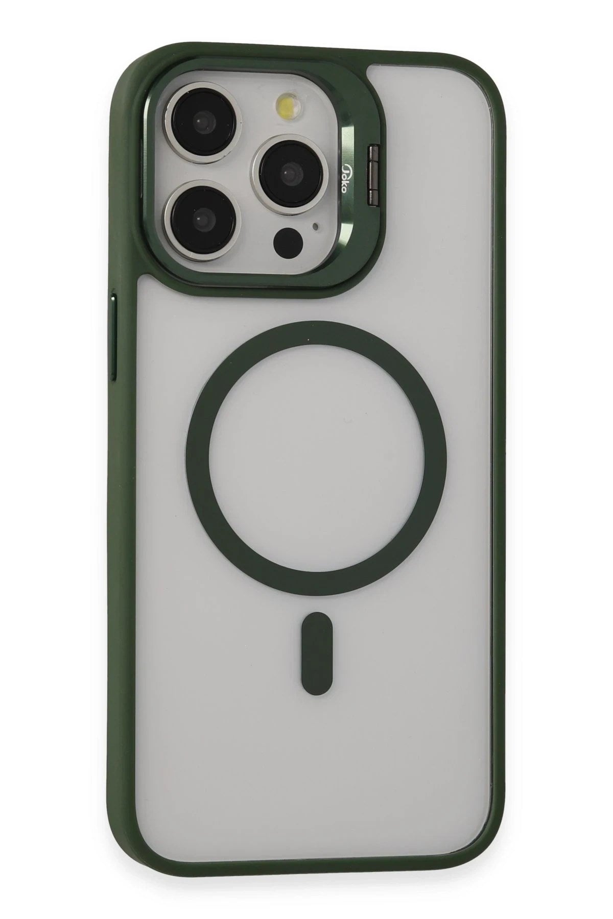 Mey İthalat® iPhone 15 Pro Max Kılıf Roblox Lens Magsafe Standlı Kapak - Koyu Yeşil