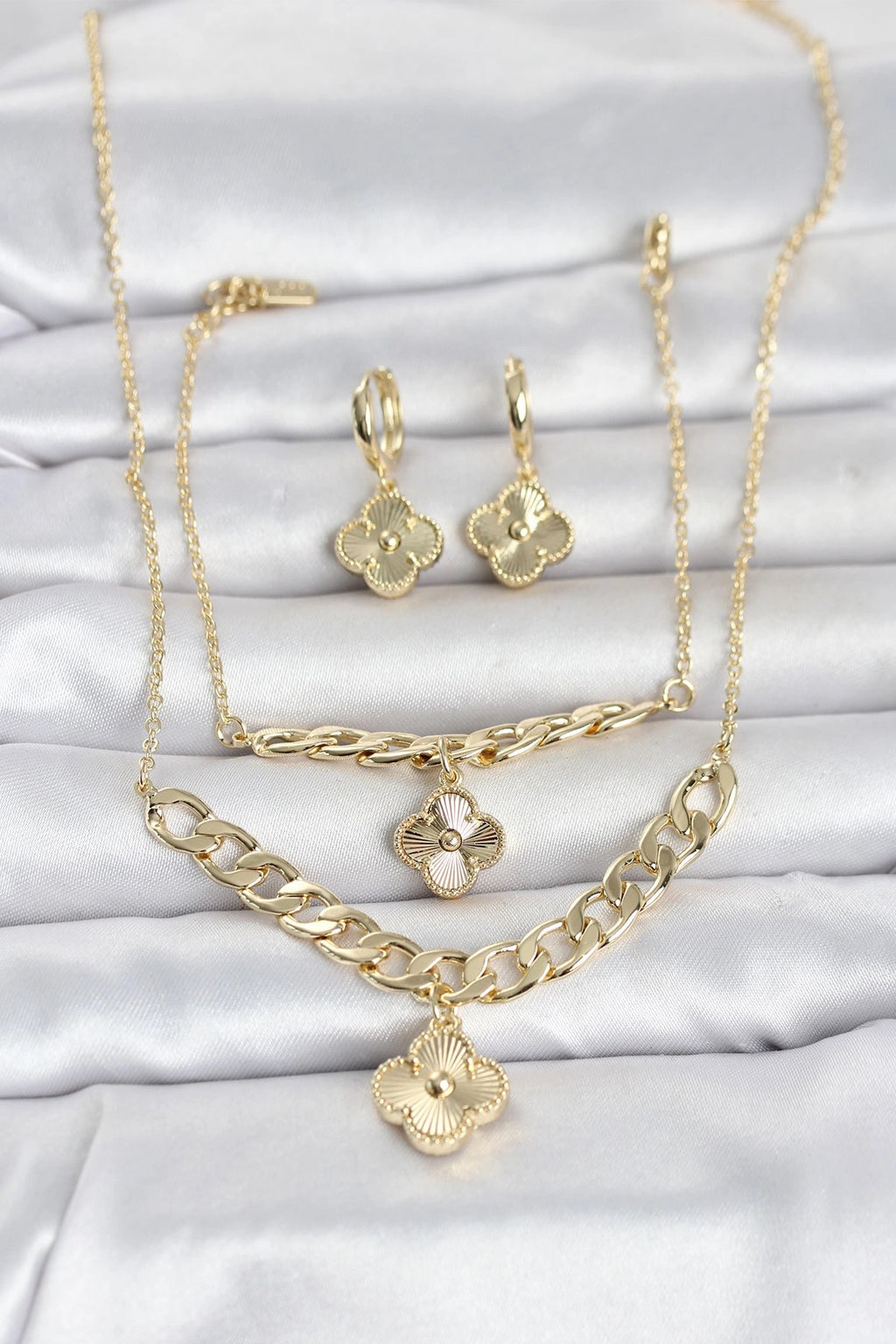 Mey İthalat® Gold Renk Pirinç Kolye Bileklik ve Küpe Seti
