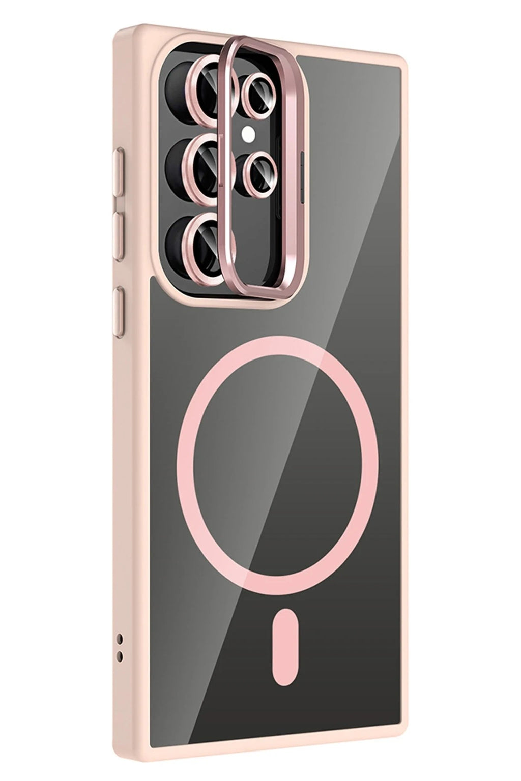Mey İthalat® Samsung Galaxy S24 Ultra Remim Lensli Magsafe Standlı Kapak - Pembe
