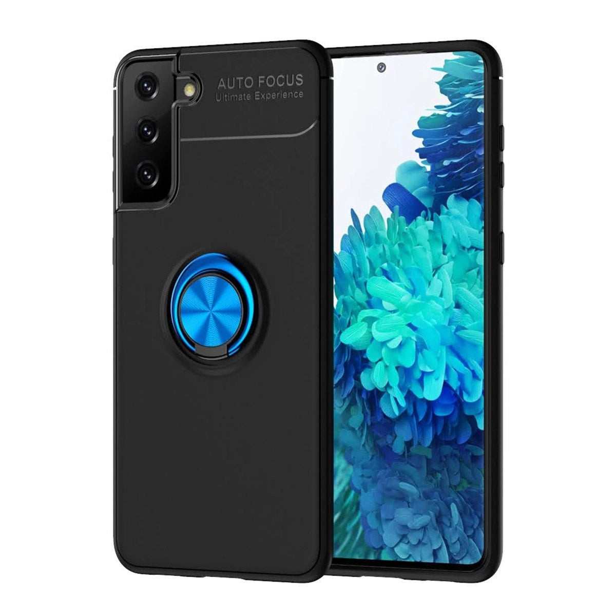 Mey İthalat® Samsung Galaxy S21 Plus Kılıf Range Yüzüklü Silikon - Siyah-Mavi