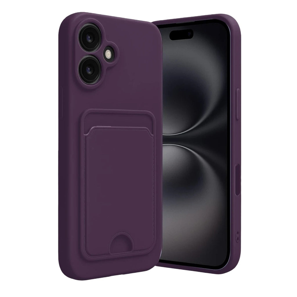Mey İthalat® iPhone 16 Kılıf Kelvin Kartvizitli Silikon - Derin Mor