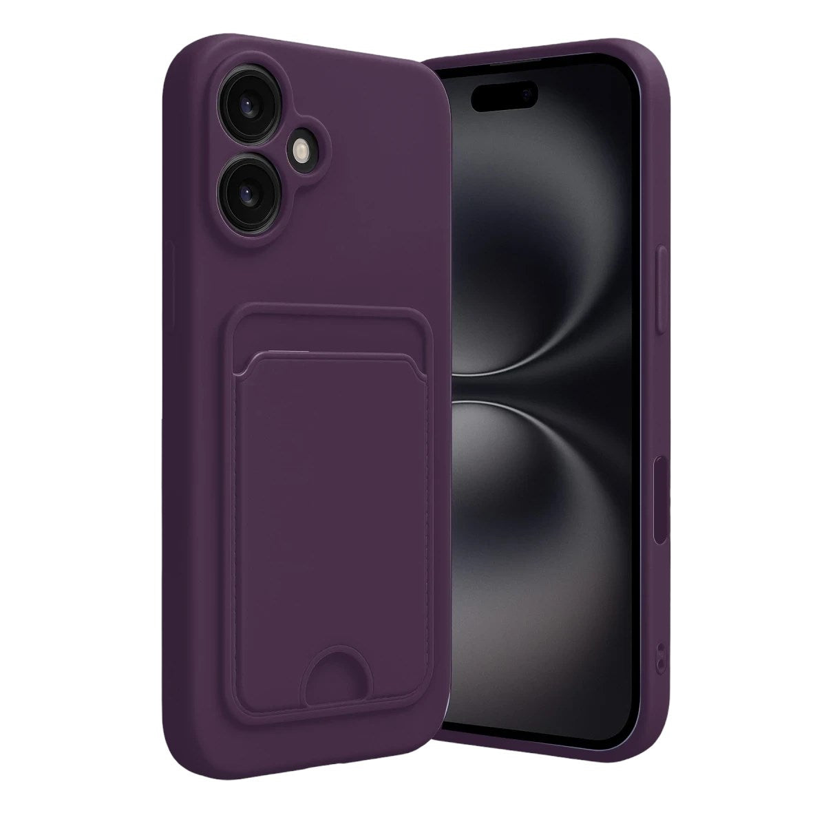 Mey İthalat® iPhone 16 Kılıf Kelvin Kartvizitli Silikon - Derin Mor