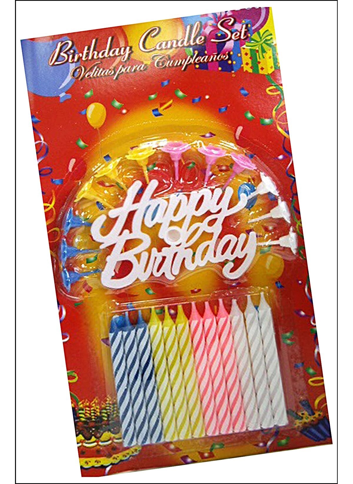 Mey İthalat® Rengarenk Mumlu Beyaz Happy Birthday Yazılı Doğum Günü Mumu 12 Adet