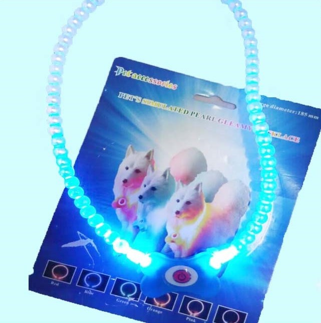 Mavi Renk Neon Led Işıklı Kedi Köpek Kolyesi (18,5 cm)