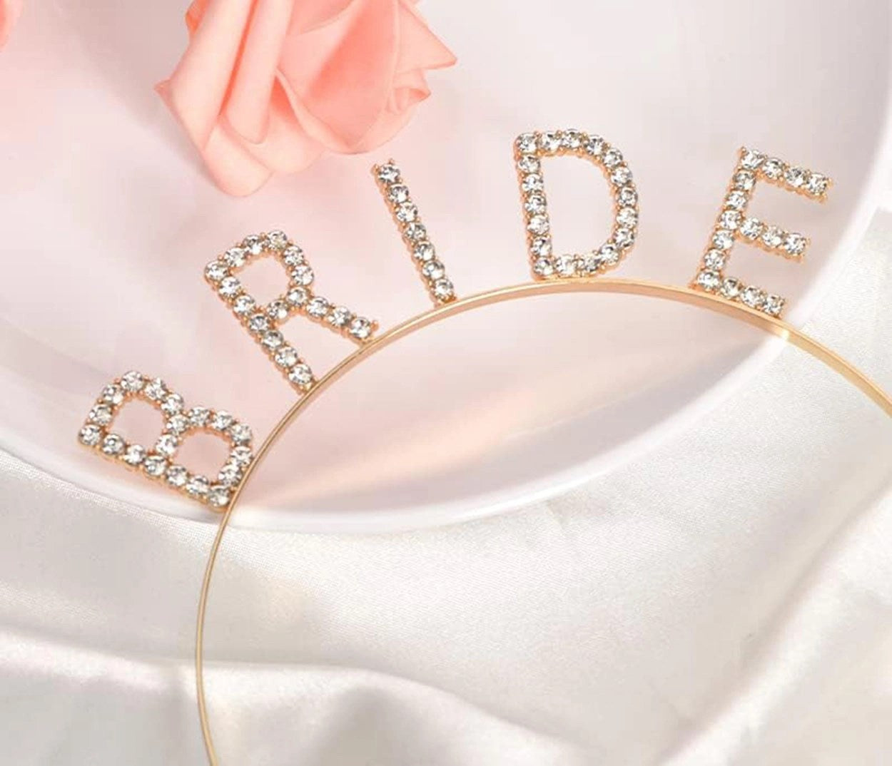 Mey İthalat® Altın Gold Renk Bekarlığa Veda Kristal Taş Bride Tacı İthal 16x10 cm