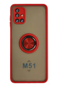 Mey İthalat® Samsung Galaxy M51 Kılıf Montreal Yüzüklü Silikon Kapak - Kırmızı