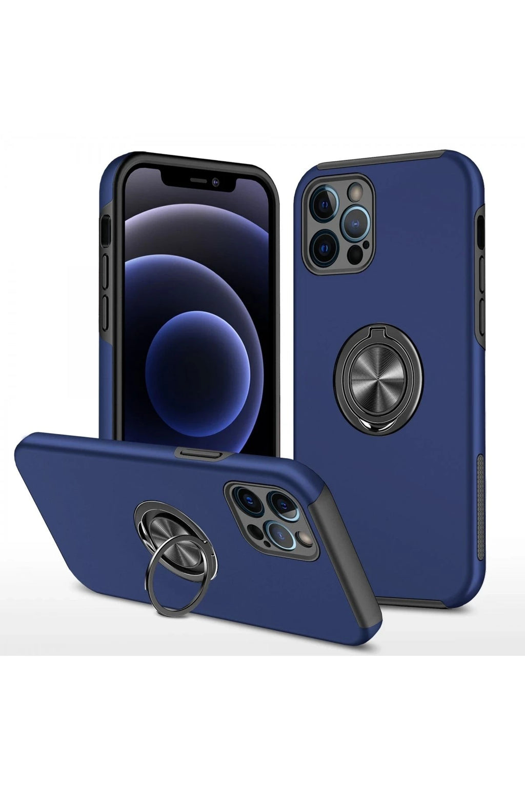 Mey İthalat® iPhone 12 Pro Max Kılıf Elit Yüzüklü Kapak - Lacivert