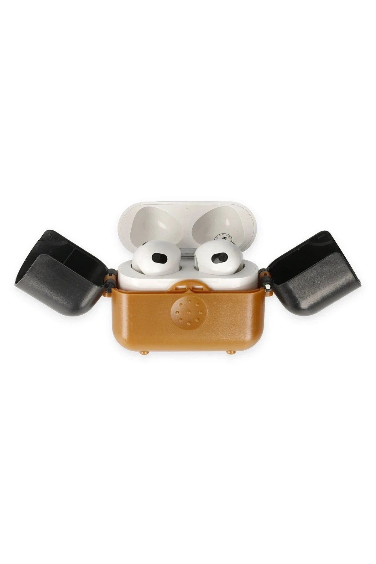 Mey İthalat® Airpods 3 (3.nesil) Basmalı Kılıf - Kahverengi-Siyah
