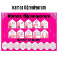 Çocuklar İçin Renkli "namaz Öğreniyorum" Afişi - 33x48 Cm Figürlü Eğitim Materyali Kız
