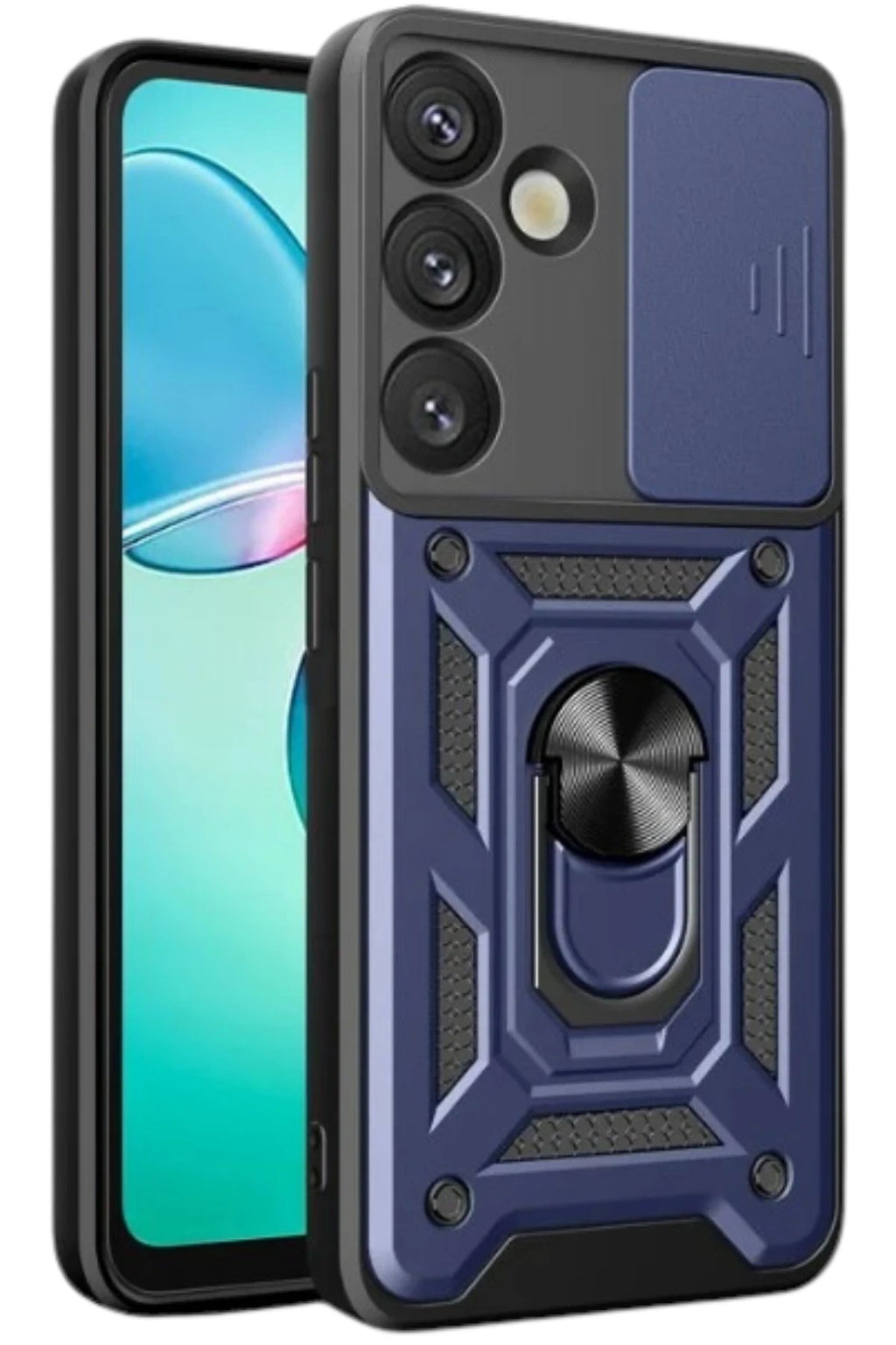 Mey İthalat® Samsung Galaxy S25 Kılıf Pars Lens Yüzüklü Silikon - Lacivert