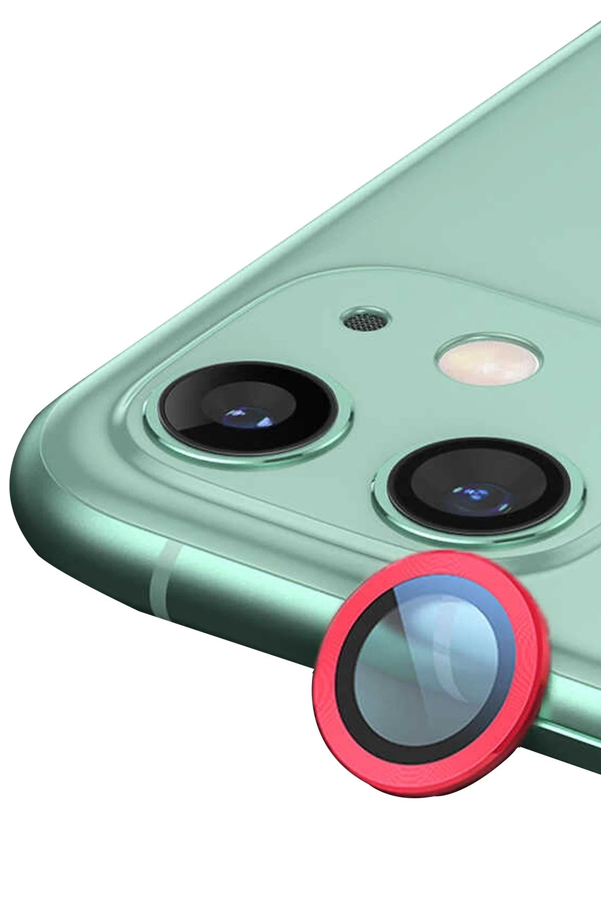 Mey İthalat® iPhone 11 Raze Metal Kamera Lens - Kırmızı