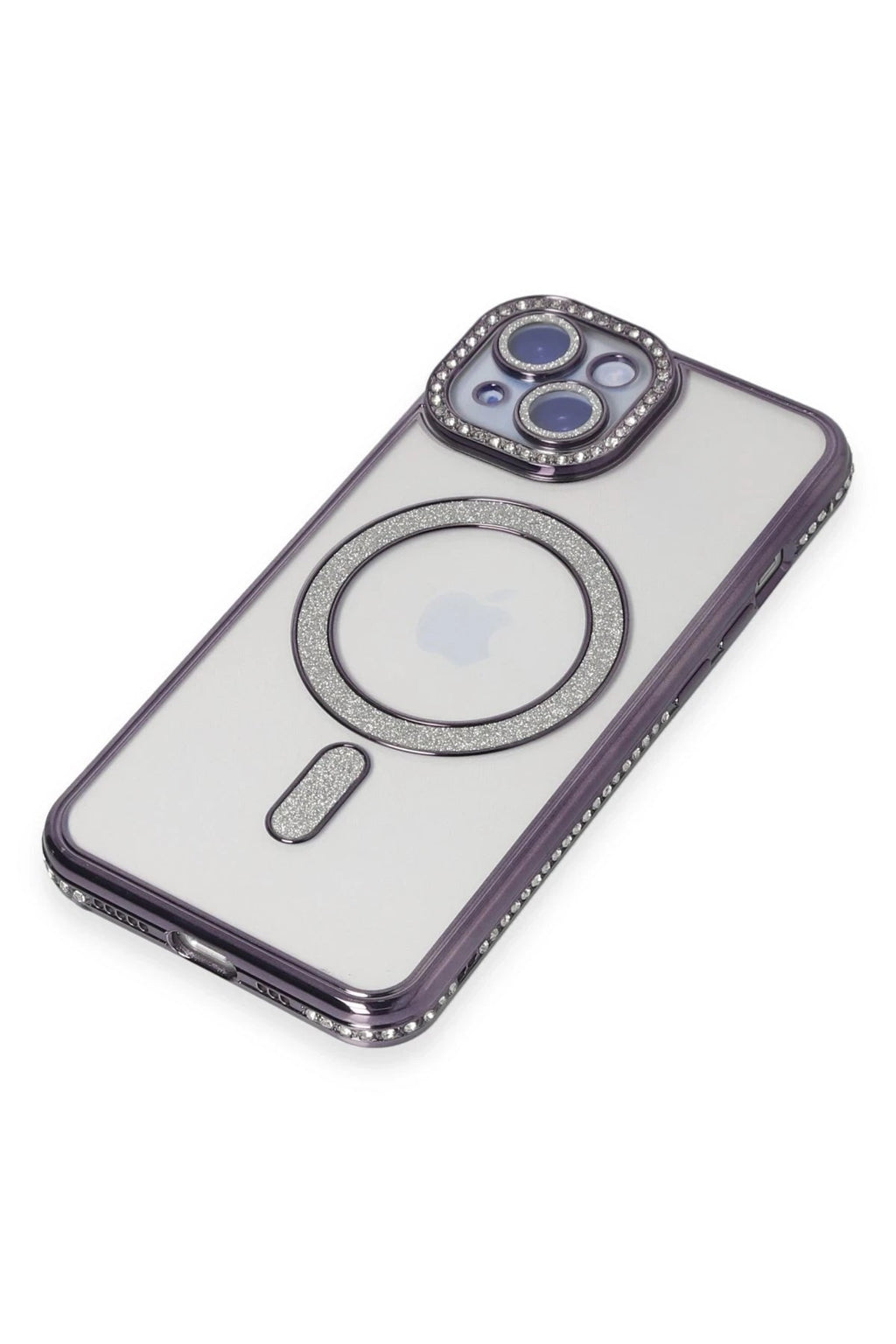 Mey İthalat® iPhone 13 Kılıf Joke Simli Magneticsafe Kılıf - Derin Mor