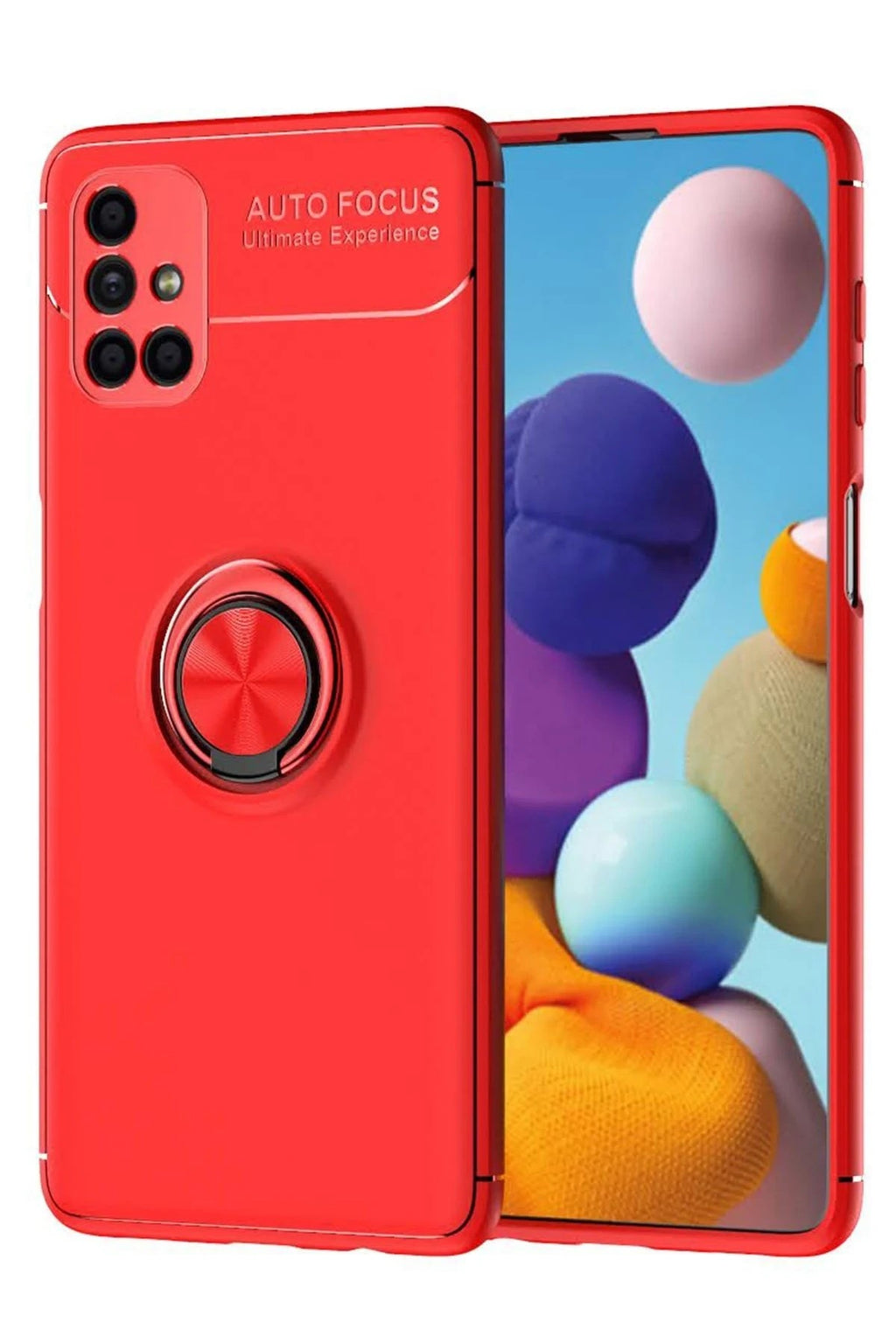 Mey İthalat® Samsung Galaxy M51 Kılıf Range Yüzüklü Silikon - Kırmızı