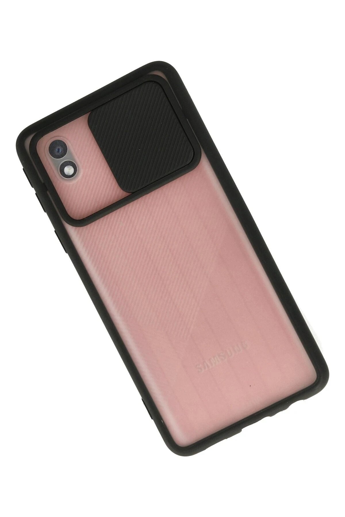 Mey İthalat® Samsung Galaxy A01 Core Kılıf Palm Buzlu Kamera Sürgülü Silikon - Siyah