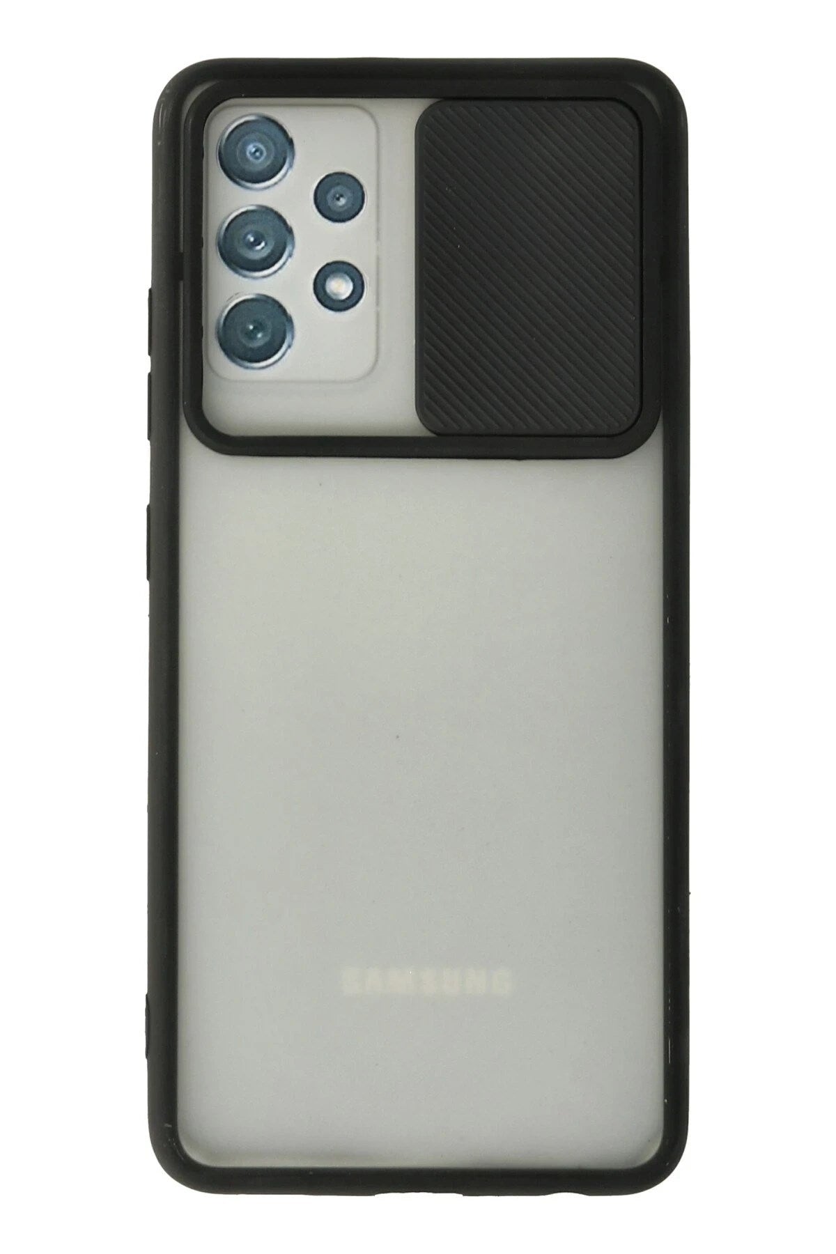 Mey İthalat® Samsung Galaxy A72 Kılıf Palm Buzlu Kamera Sürgülü Silikon - Siyah