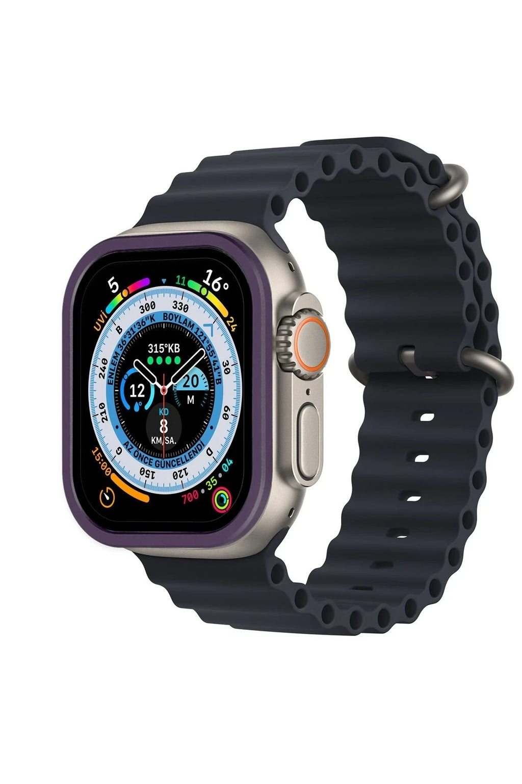 Mey İthalat® Watch Ultra 49mm Alüminyum Kasa Cam Ekran Koruyucu - Mor