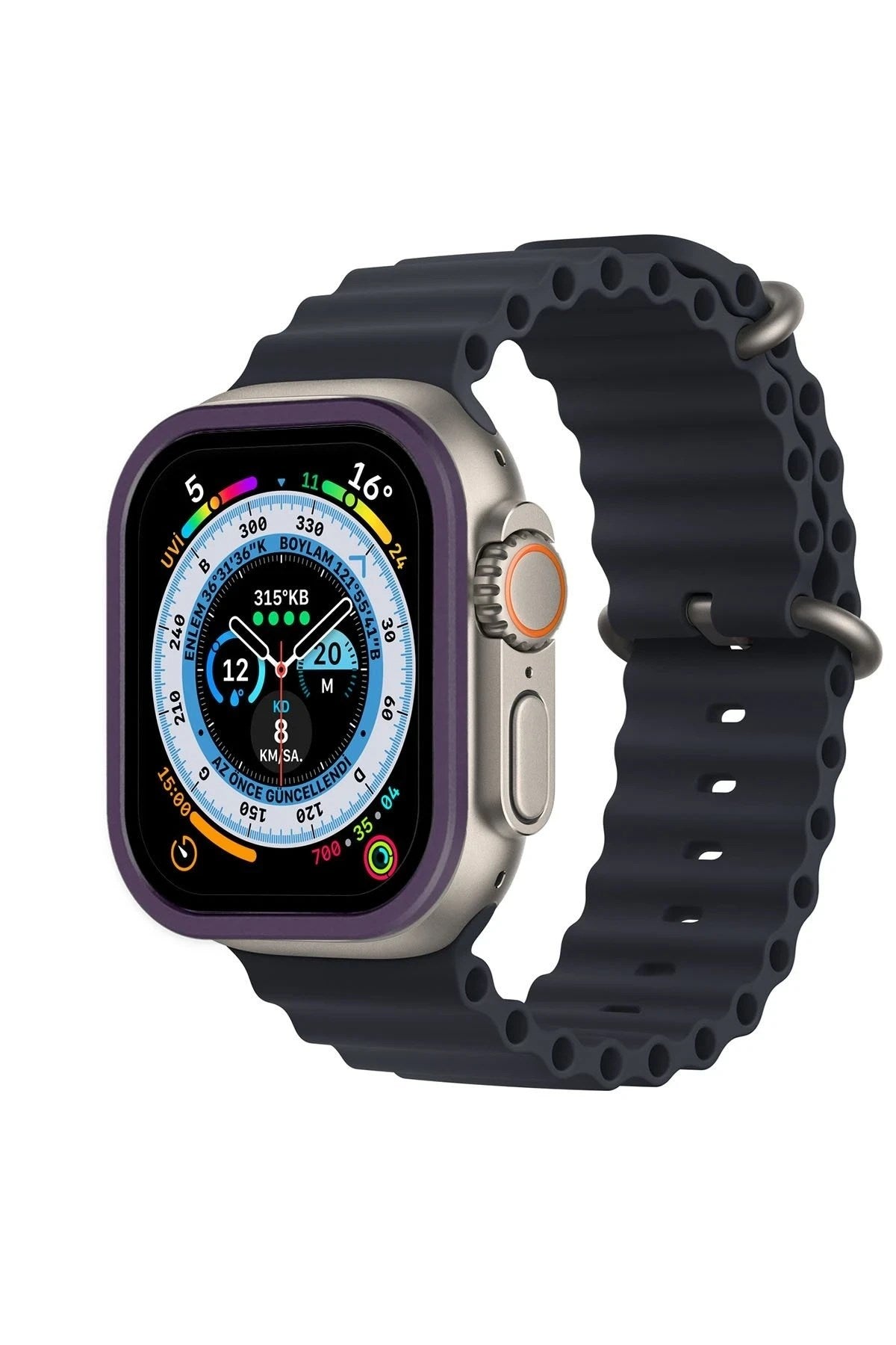 Mey İthalat® Watch Ultra 49mm Alüminyum Kasa Cam Ekran Koruyucu - Mor