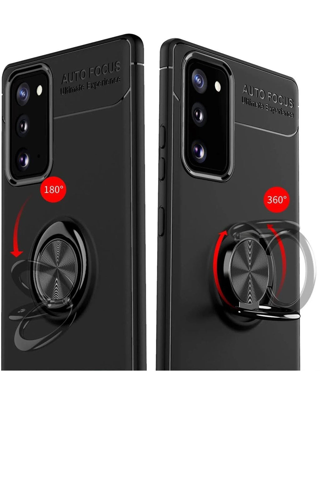 Mey İthalat® Samsung Galaxy Note 20 Kılıf Range Yüzüklü Silikon - Siyah-Kırmızı