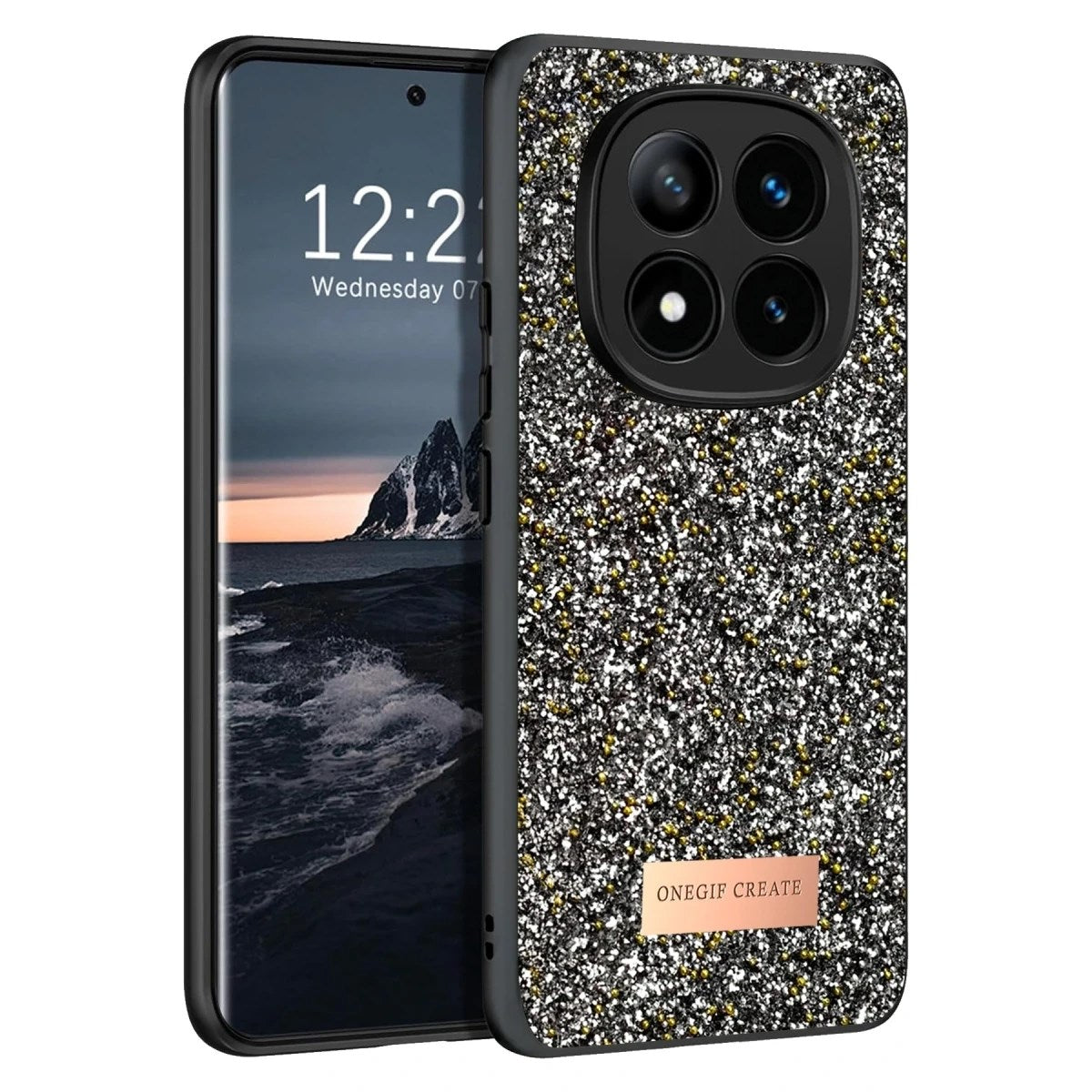 Mey İthalat® Redmi Note 14 Pro 4G Bright Simli Kapak - Gümüş