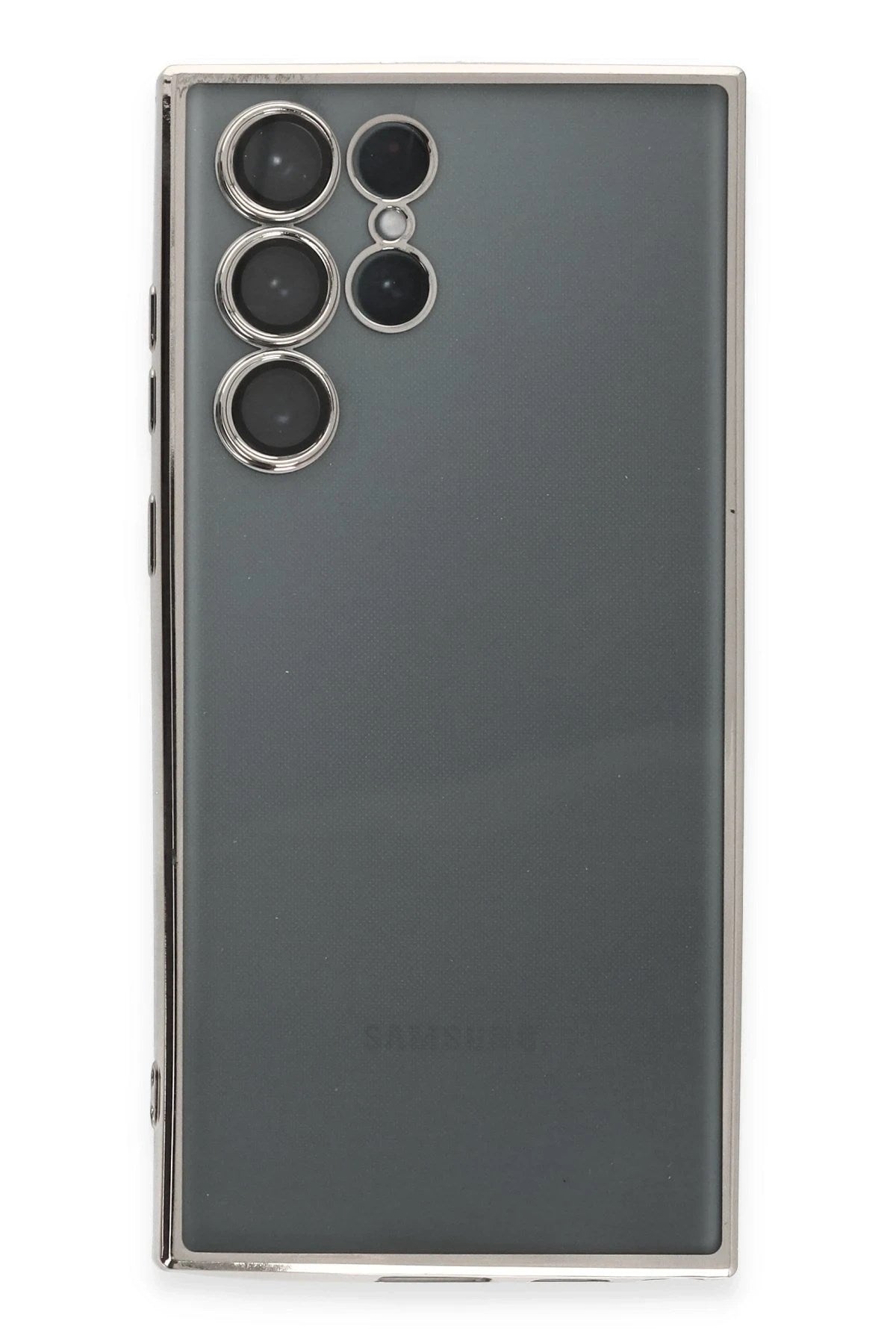 Mey İthalat® Samsung Galaxy S22 Ultra Kılıf Lensli Silikon - Gümüş