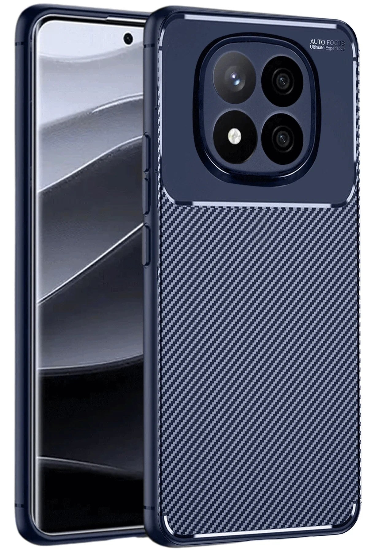 Mey İthalat® Redmi Note 14 Pro 5G Kılıf Auto Focus Karbon Kapak - Lacivert