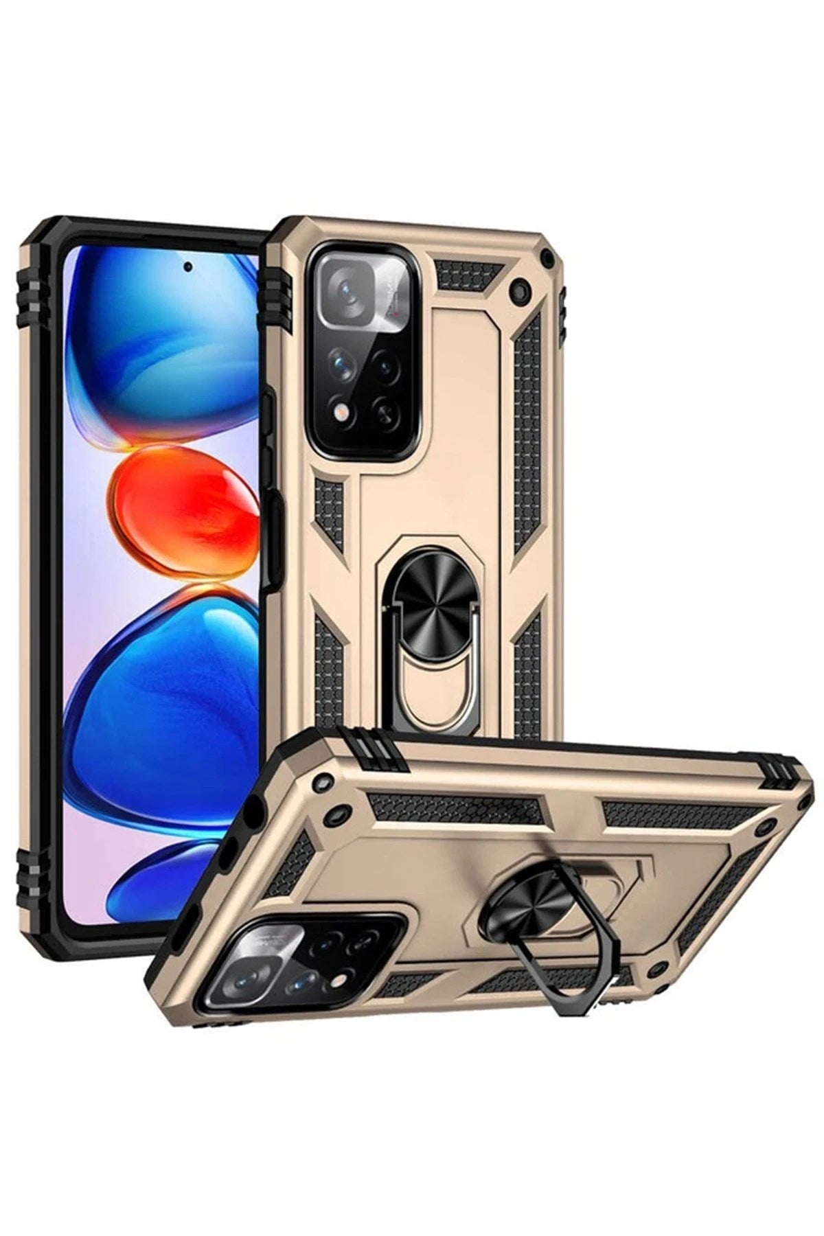 Mey İthalat® Redmi Note 11 Pro Plus 5G Kılıf Sofya Yüzüklü Silikon Kapak - Gold