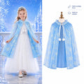 Mey İthalat® Kar Tanesi Desenli Mavi Elsa Pelerini - Astarlı Frozen Pelerini 85 cm