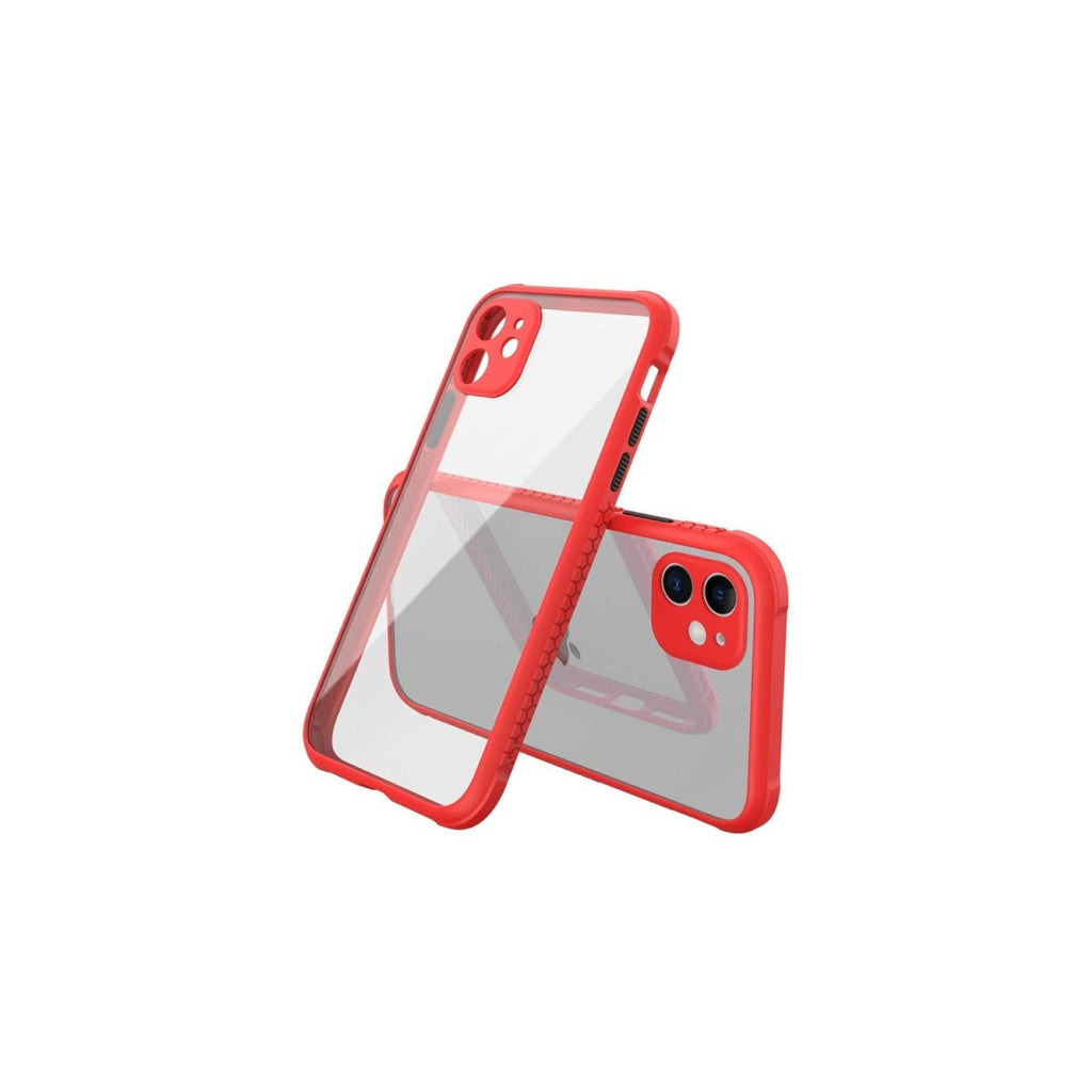 Mey İthalat® iPhone 12 Mini Kılıf Miami Şeffaf Silikon - Kırmızı