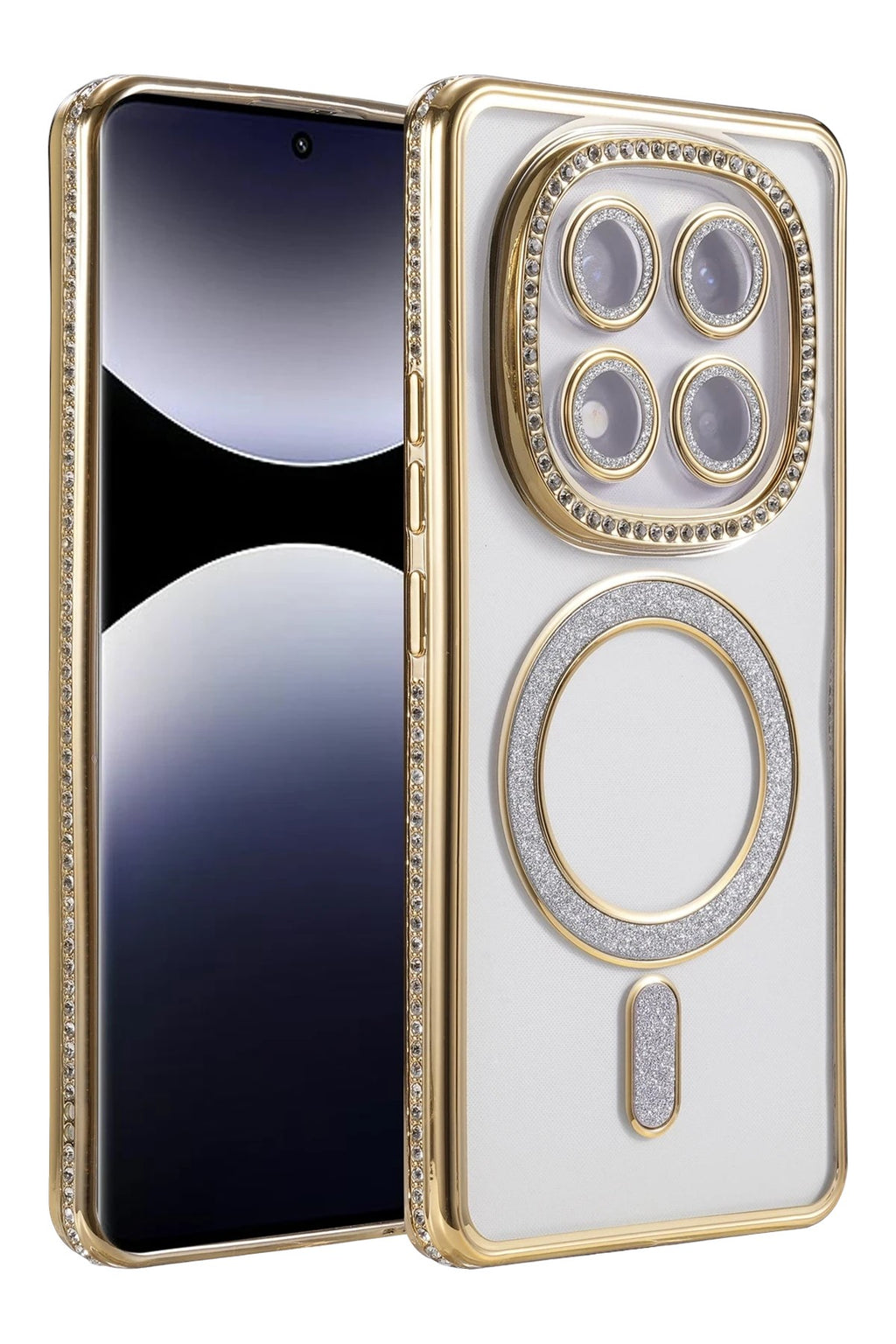 Mey İthalat® Redmi Note 14 Pro 5G Joke Simli Magneticsafe Kılıf - Gold