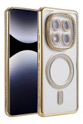 Mey İthalat® Redmi Note 14 Pro 5G Joke Simli Magneticsafe Kılıf - Gold